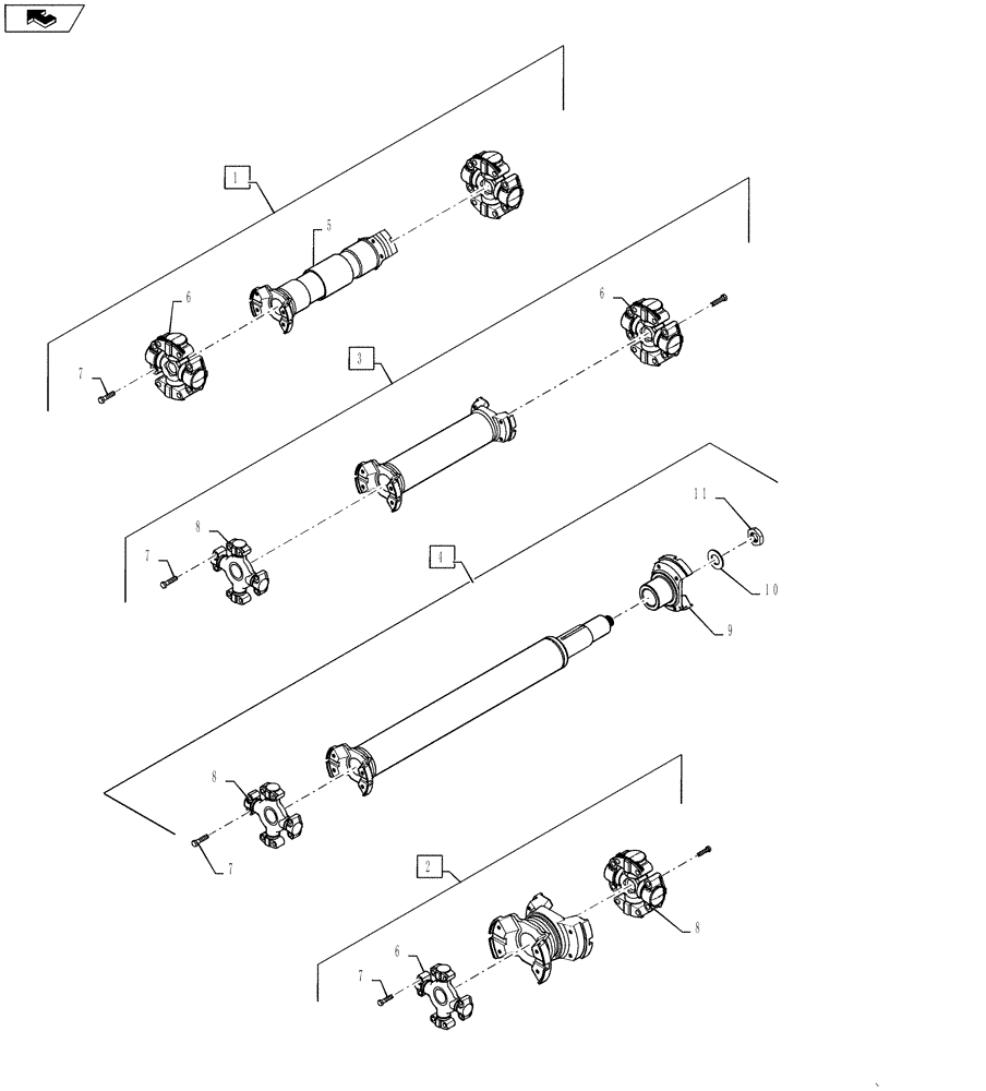 Схема запчастей Case IH STEIGER 600 - (21.300.03[02]) - DRIVESHAFTS - 500 SERIES AXLE WITH 8.5C OR 9C TRANSMISSION - STEIGER 500, 550 & QUADTRAC 500, 550 (21) - TRANSMISSION