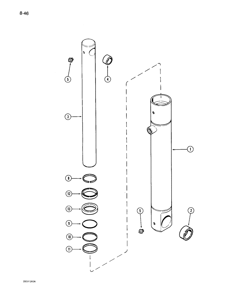 Схема запчастей Case IH 7110 - (8-46) - HITCH CYLINDER ASSEMBLY, 1-1/2 INCH BORE, 7110 TRACTOR (08) - HYDRAULICS