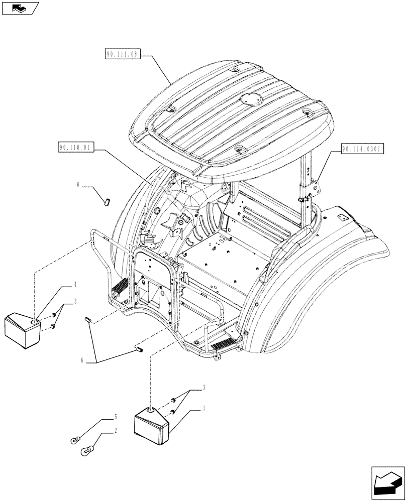 Схема запчастей Case IH FARMALL 75C - (55.404.0401) - DIRECTION INDICATORS - L/CAB (55) - ELECTRICAL SYSTEMS