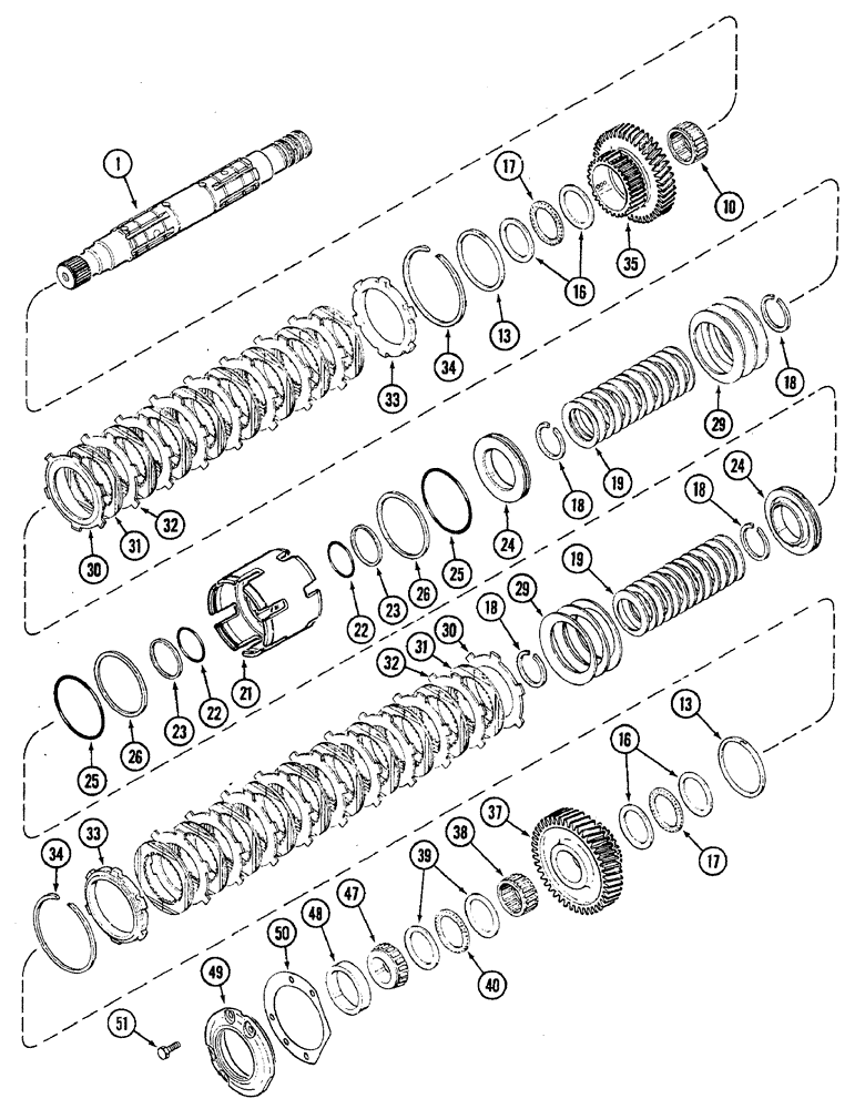 Схема запчастей Case IH 7230 - (6-016) - TRANSMISSION SPEED, OUTPUT SHAFT AND REAR CLUTCH (06) - POWER TRAIN