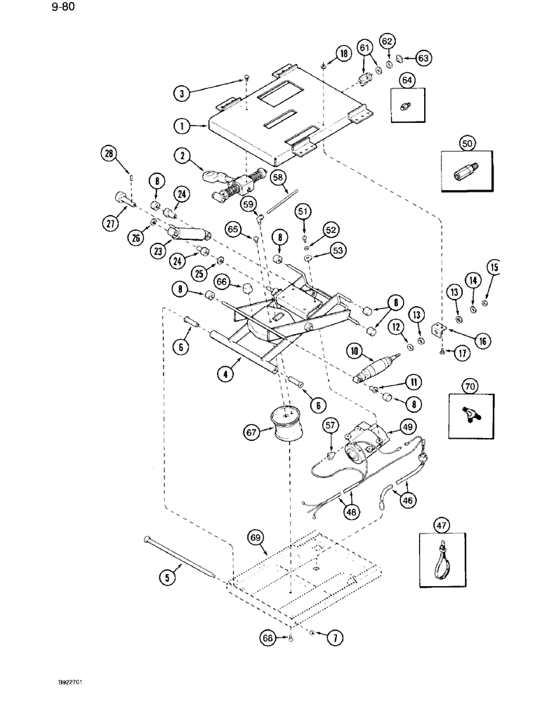 Схема запчастей Case IH 7120 - (9-080) - AIR SUSPENSION SEAT, SUSPENSION, PRIOR TO P.I.N. JJA0028200 (09) - CHASSIS/ATTACHMENTS