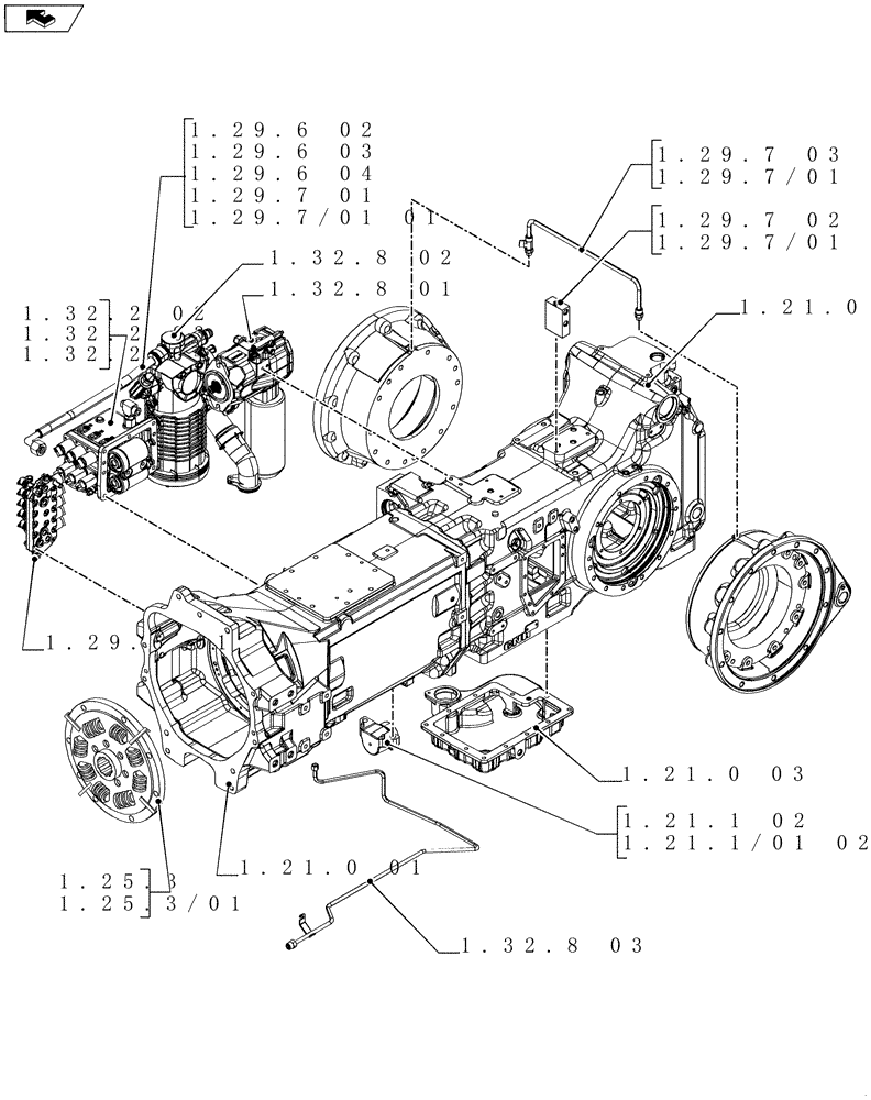 Схема запчастей Case IH PUMA 140 - (SEC. 03[02]) - TRANSMISSION (00) - GENERAL