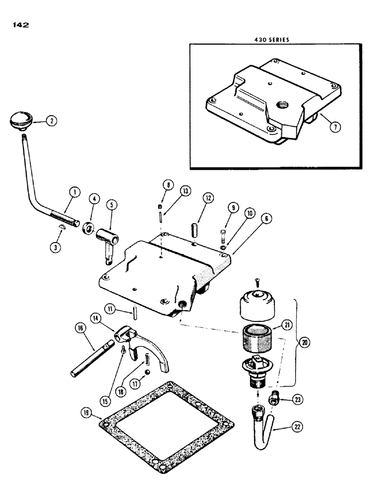 Схема запчастей Case IH 430 - (142) - DUAL RANGE CONTROL COVER (06) - POWER TRAIN