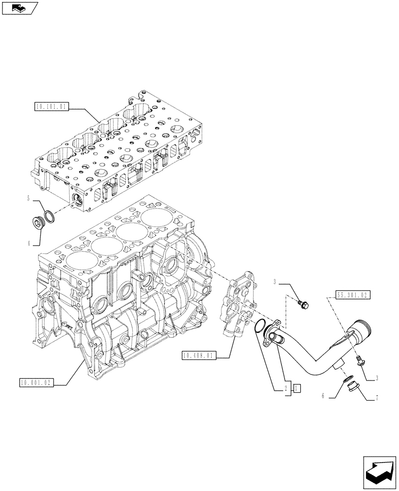 Схема запчастей Case IH FARMALL 75C - (10.400.01) - OIL COOLER LINE (10) - ENGINE