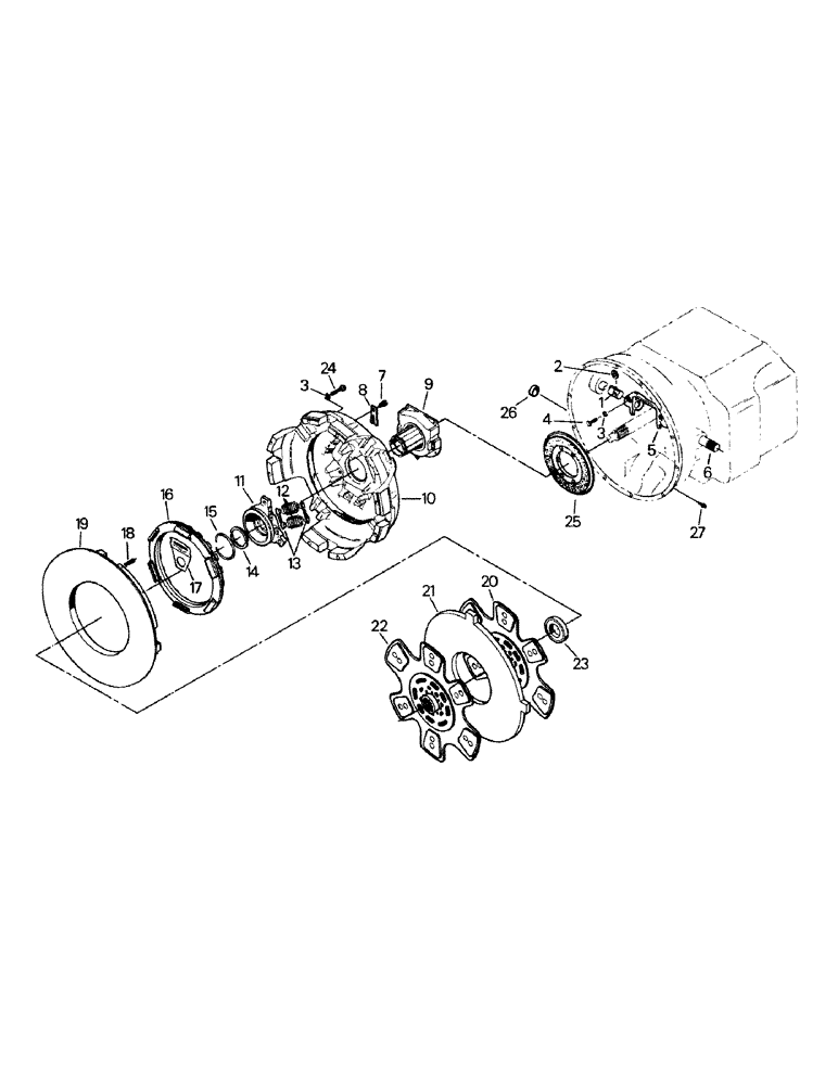 Схема запчастей Case IH CM360 - (04-29) - 15-1/2" CLUTH ASSEMBLY, CUMMINS 855, CAT 3406 AND KOMATSU ENGINE (04) - Drive Train