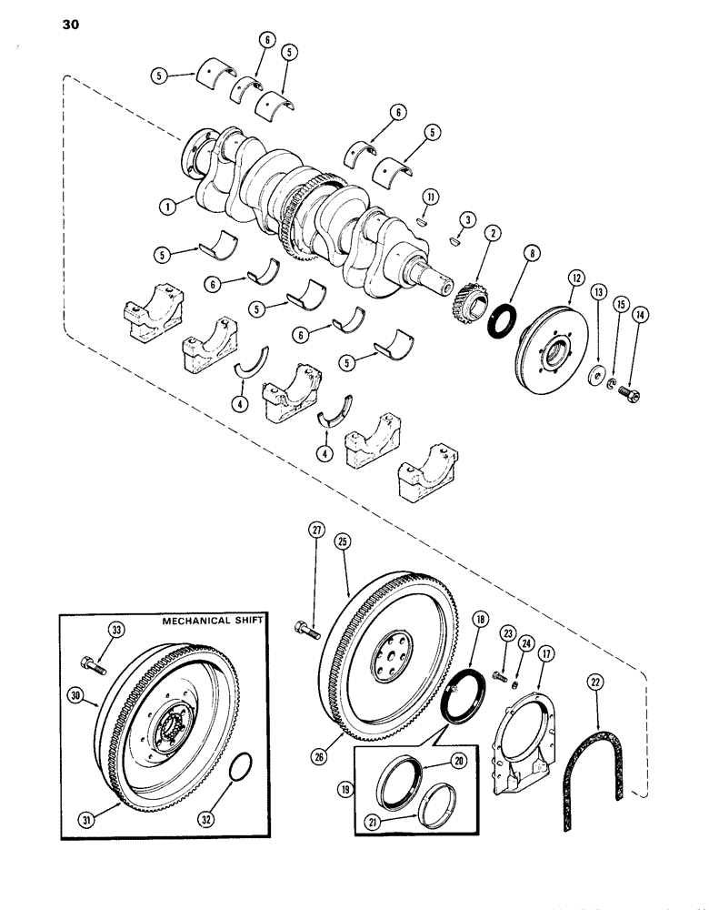 Схема запчастей Case IH 870 - (030) - CRANKSHAFT AND FLYWHEEL, (336B) DIESEL ENGINE (02) - ENGINE