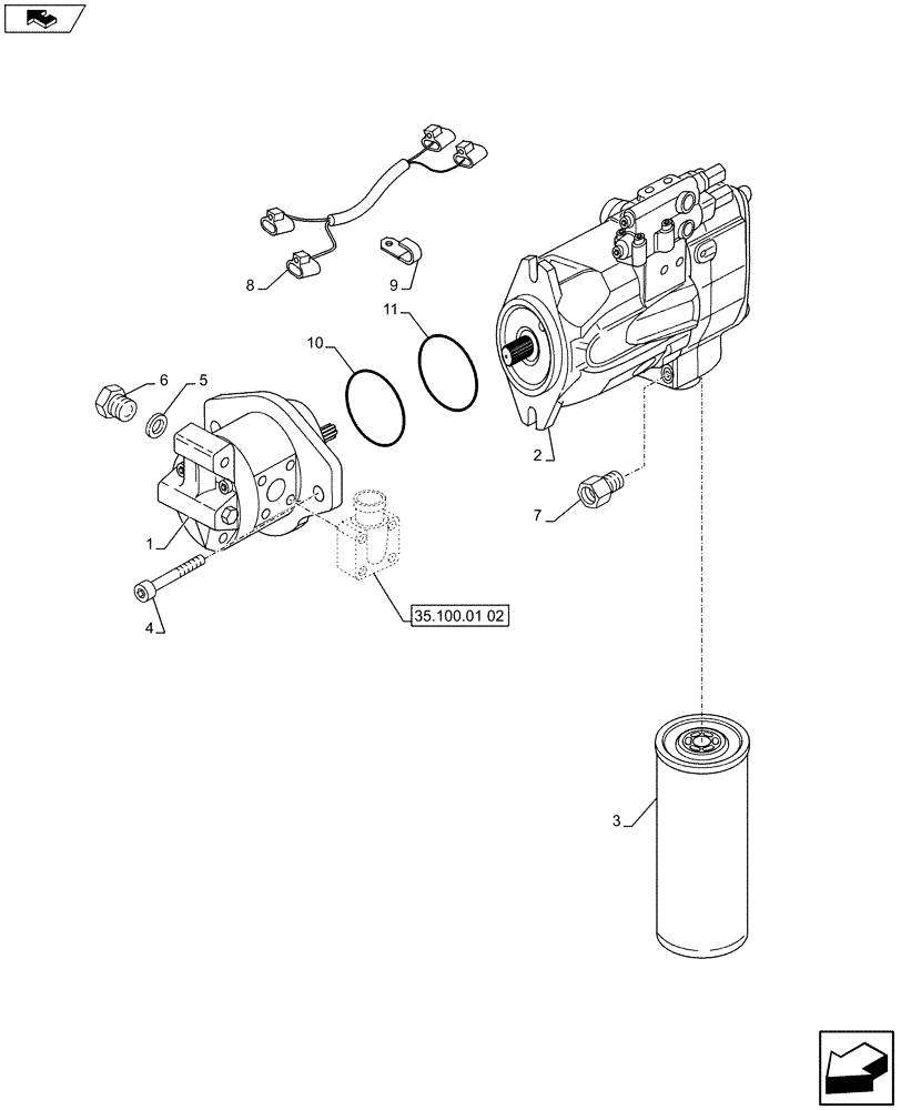 Схема запчастей Case IH PUMA 185 - (35.100.01[03]) - HYDRAULIC PUMP - PUMPS AND FILTER (35) - HYDRAULIC SYSTEMS