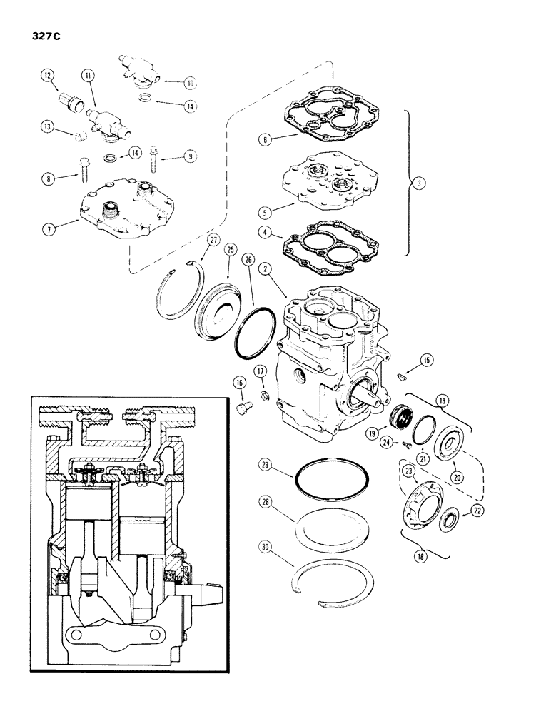 Схема запчастей Case IH 970 - (327C) - TECUMSEH COMPRESSOR (09) - CHASSIS/ATTACHMENTS