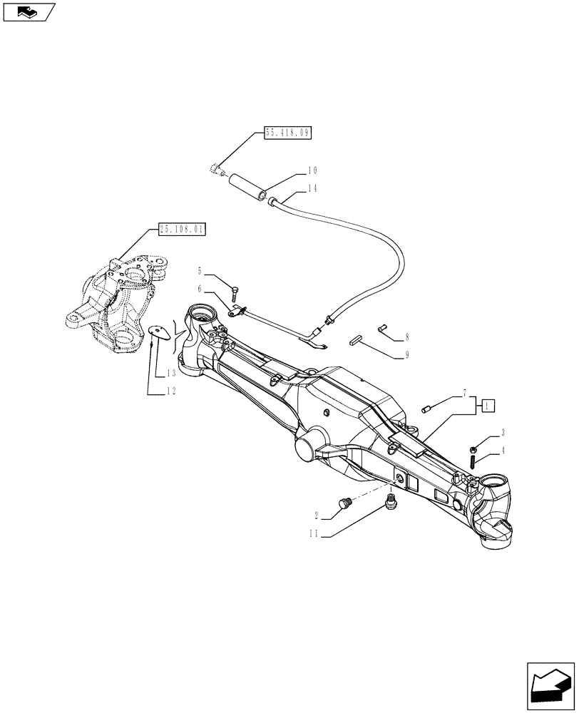 Схема запчастей Case IH PUMA 200 - (25.100.0801[01]) - 4WD FRONT AXLE WITH ACTIVE SUSPENSIONS - AXLE HOUSING - C7091 (VAR.720463-743963-743964) (25) - FRONT AXLE SYSTEM