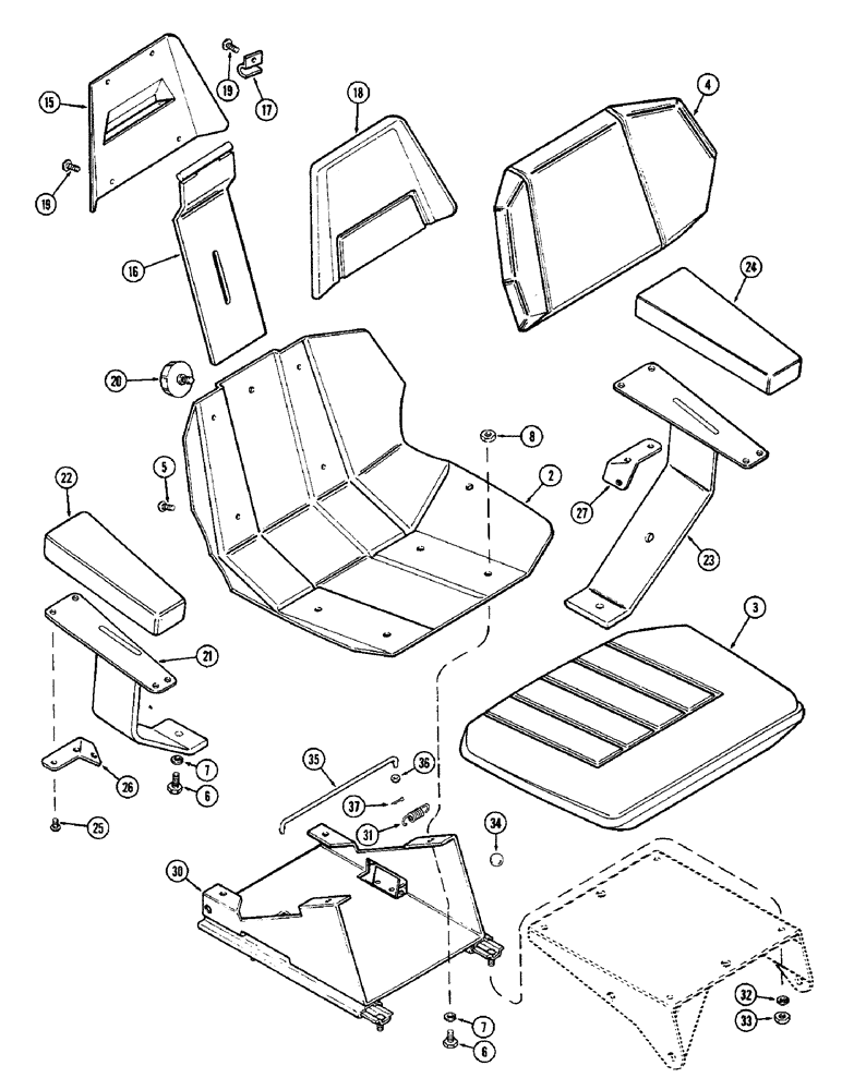 Схема запчастей Case IH 1370 - (254) - AGRI-KING SEAT, VINYL WITHOUT CAB, USED PRIOR TO TRACTOR SERIAL NUMBER 8693001 (09) - CHASSIS/ATTACHMENTS