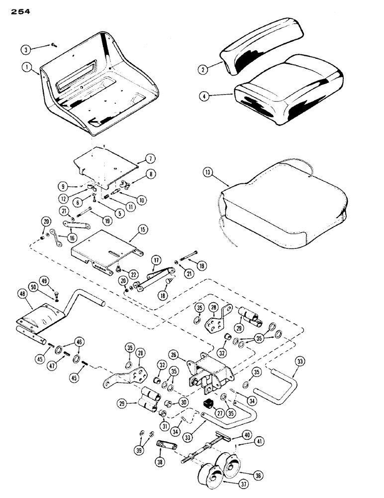 Схема запчастей Case IH 430 - (254) - DE LUXE SEAT, 1ST USED TRAC. SER. NO. 8312174 (09) - CHASSIS/ATTACHMENTS