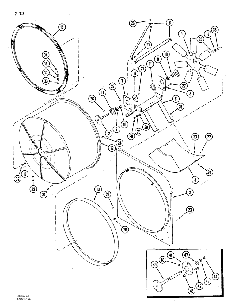 Схема запчастей Case IH 1680 - (2-012) - ROTARY AIR SCREEN (01) - ENGINE