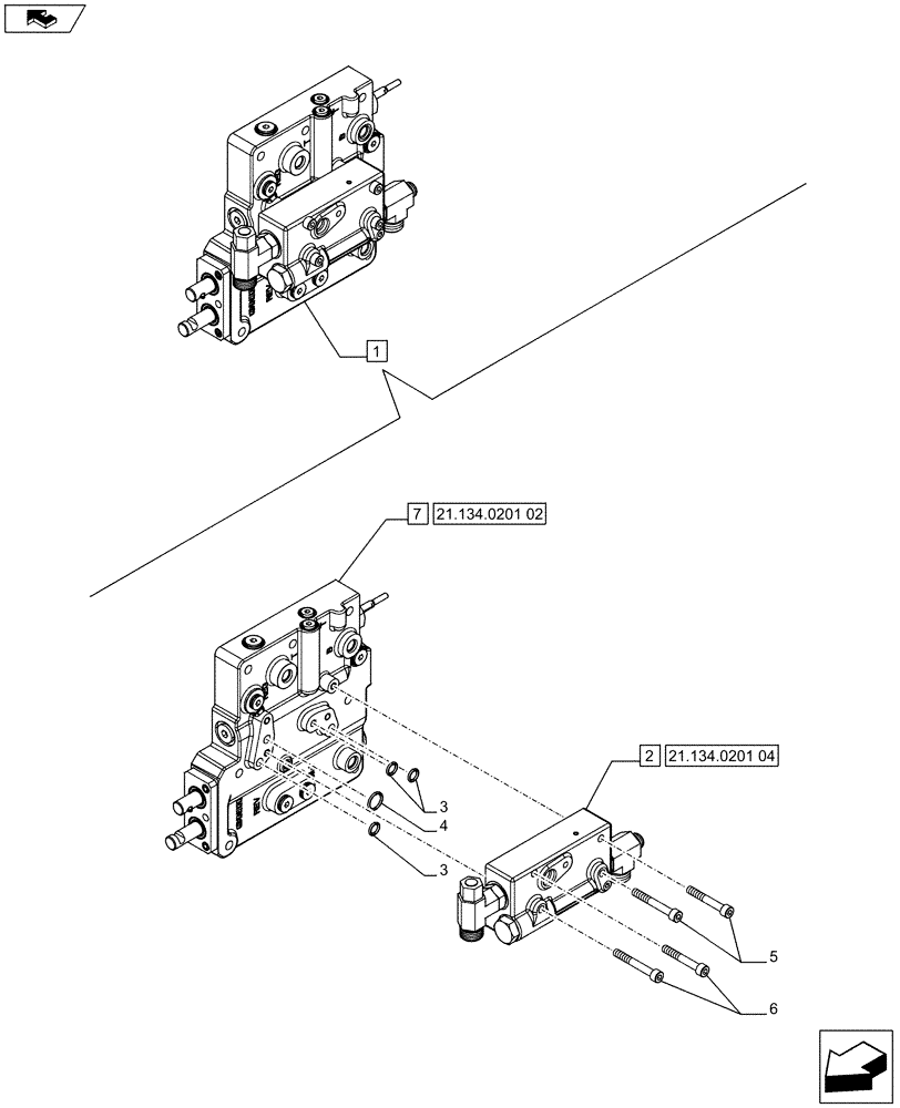 Схема запчастей Case IH FARMALL 75C - (21.134.0201[01]) - POWER SHUTTLE AND PRESSURE CONTROL VALVE (POWER SHUTTLE 8X8 4WD / 12X12) (21) - TRANSMISSION