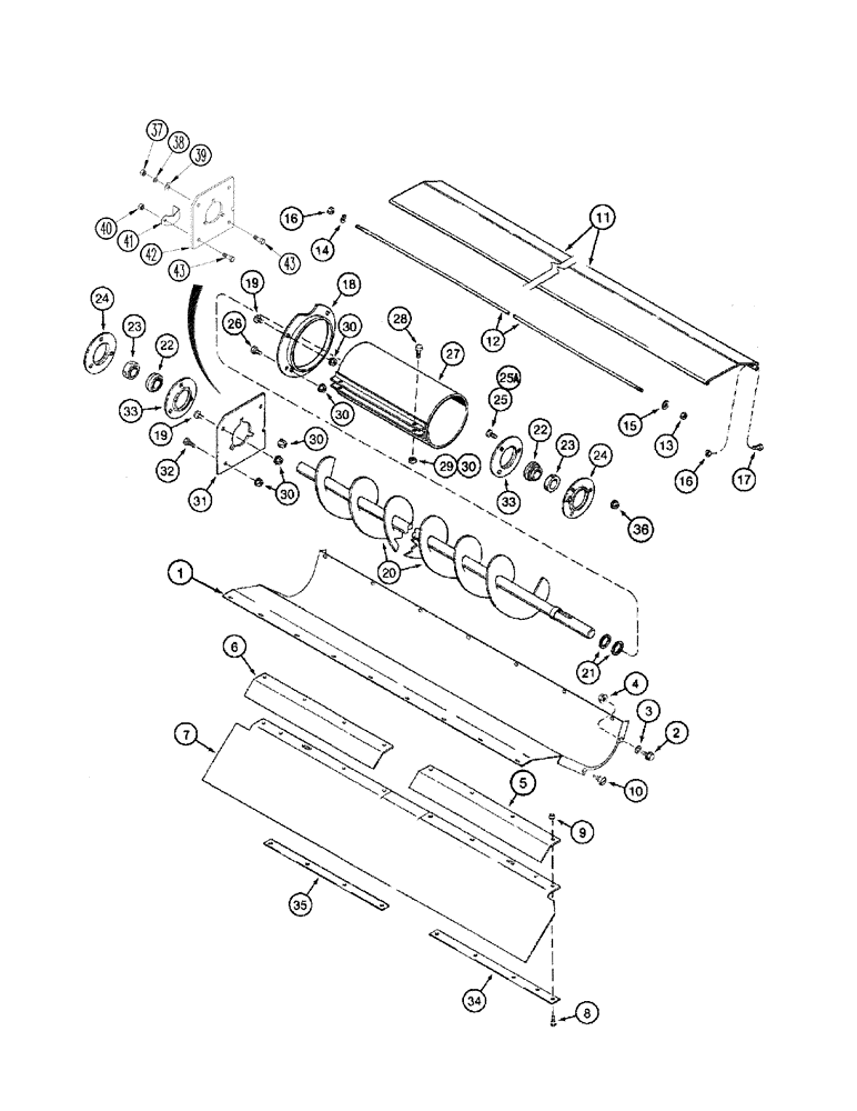 Схема запчастей Case IH 2366 - (09D-10) - TAILINGS AUGER TROUGH (16) - GRAIN ELEVATORS & AUGERS