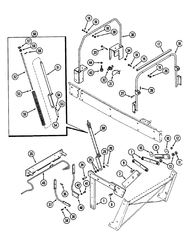 Схема запчастей Case IH 2290 - (9-498) - HOOD SUPPORTS, HINGE AND LATCH, WITH HOOD TRIGGER AND LATCH SYSTEM (09) - CHASSIS/ATTACHMENTS