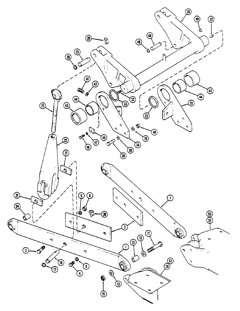 Схема запчастей Case IH 2670 - (386) - THREE POINT HITCH, DRAFT ARM, LIFT LINK AND ROCKSHAFT (08) - HYDRAULICS