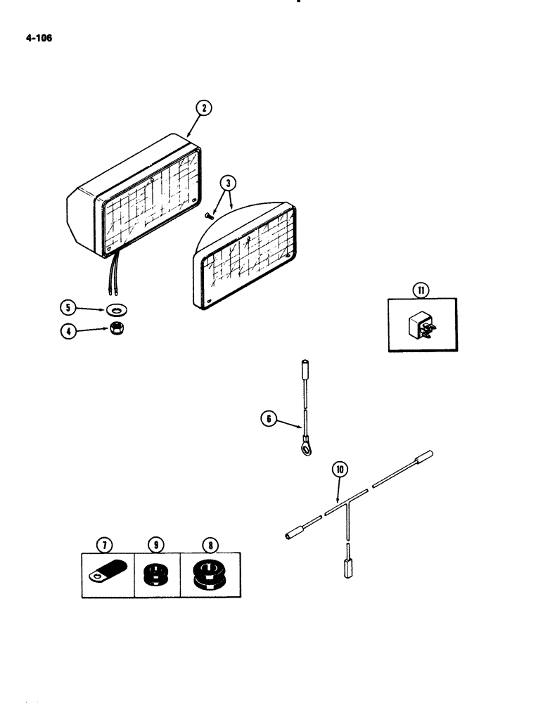 Схема запчастей Case IH 2294 - (4-106) - FLOOD LAMP, TRACTOR WITHOUT CAB (04) - ELECTRICAL SYSTEMS
