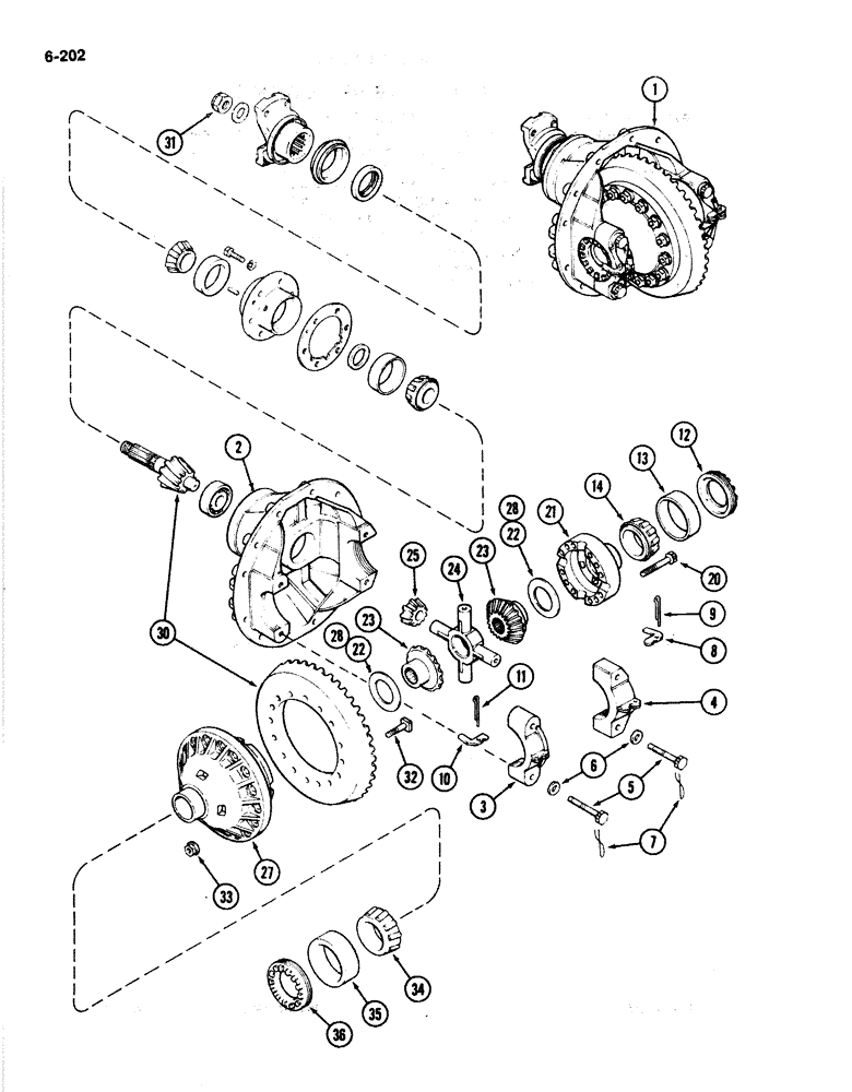 Схема запчастей Case IH 4894 - (6-202) - FRONT AXLE ASSEMBLY, STANDARD DIFFERENTIAL (06) - POWER TRAIN