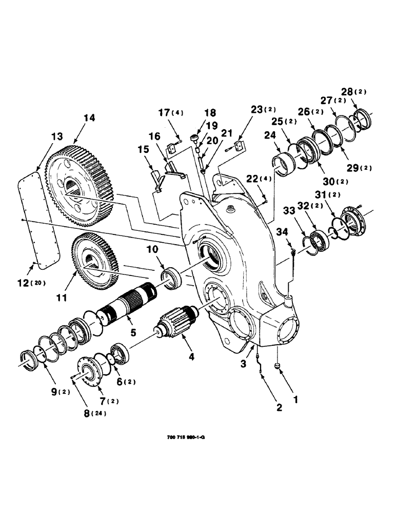 Схема запчастей Case IH 8590 - (2-16) - GEARBOX ASSEMBLY, 700715980 GEARBOX ASSEMBLY COMPLETE, INCLUDES PAGES 2-16 THRU 2-18 Driveline