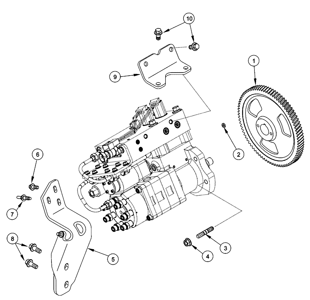 Схема запчастей Case IH FLX4375 - (02-063) - FUEL INJECTION PUMP - GEAR AND MOUNTING BRACKETS (01) - ENGINE