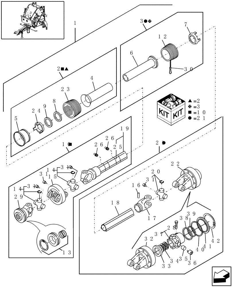 Схема запчастей Case IH RBX463 - (01.40) - POWER TAKE OFF, 540 RPM, CUT-OUT CLUTCH, EUROPE & R.O.W., PRIOR TO P.I.N. Y6N016413 (01) - POWER TAKE OFF