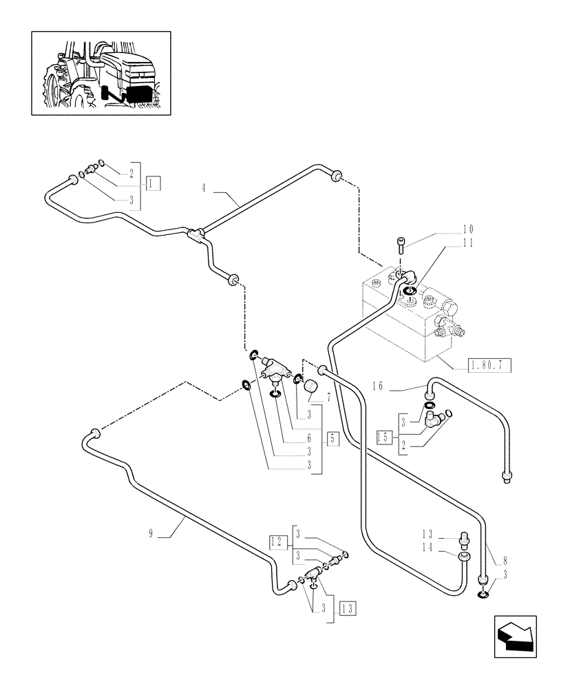 Схема запчастей Case IH MAXXUM 115 - (1.29.7[02]) - TRANSMISSION 12X12 - GEARBOX LUBRICATION PIPING (03) - TRANSMISSION