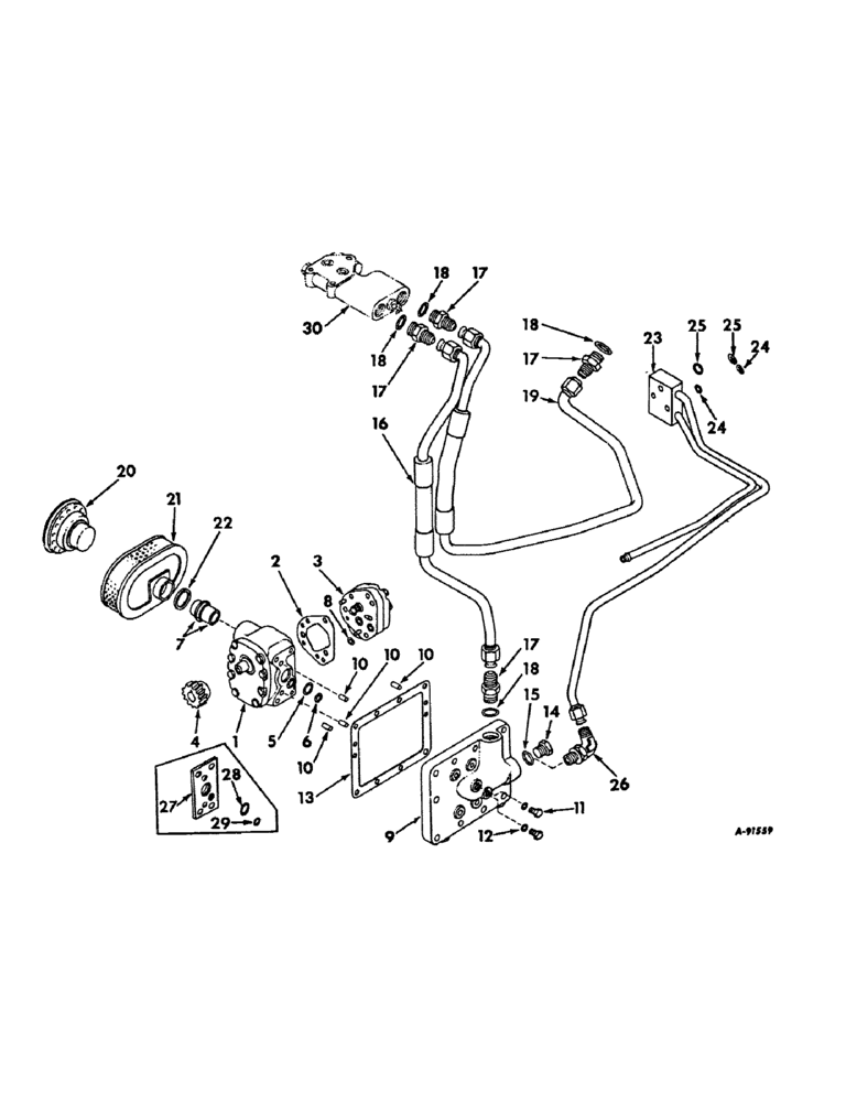 Схема запчастей Case IH 656 - (F-02) - HYDRAULICS, HYDRAULIC POWER SUPPLY, FARMALL GEAR DRIVE TRACTORS (07) - HYDRAULIC SYSTEM