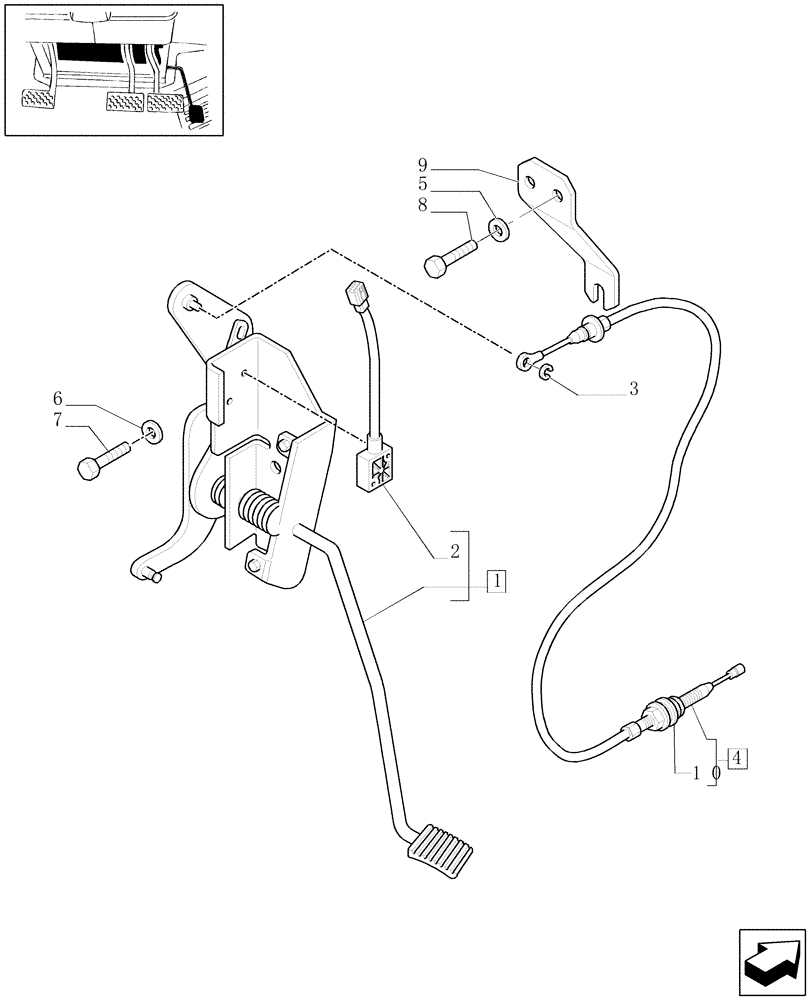 Схема запчастей Case IH MAXXUM 140 - (1.95.3[01]) - ACCELERATOR PEDAL - C6123 (10) - OPERATORS PLATFORM/CAB