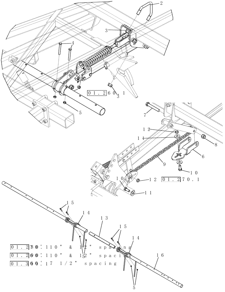 Схема запчастей Case IH ATX700 - (01.271.1) - SINGLE BAR HEAVY HARROW CLOSER (12) - FRAME