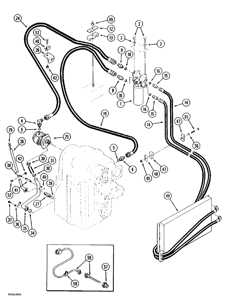 Схема запчастей Case IH 9390 - (6-114) - TRANSMISSION LUBRICATION, TRANSMISSION TO COOLER, POWER SHIFT TRACTOR (06) - POWER TRAIN