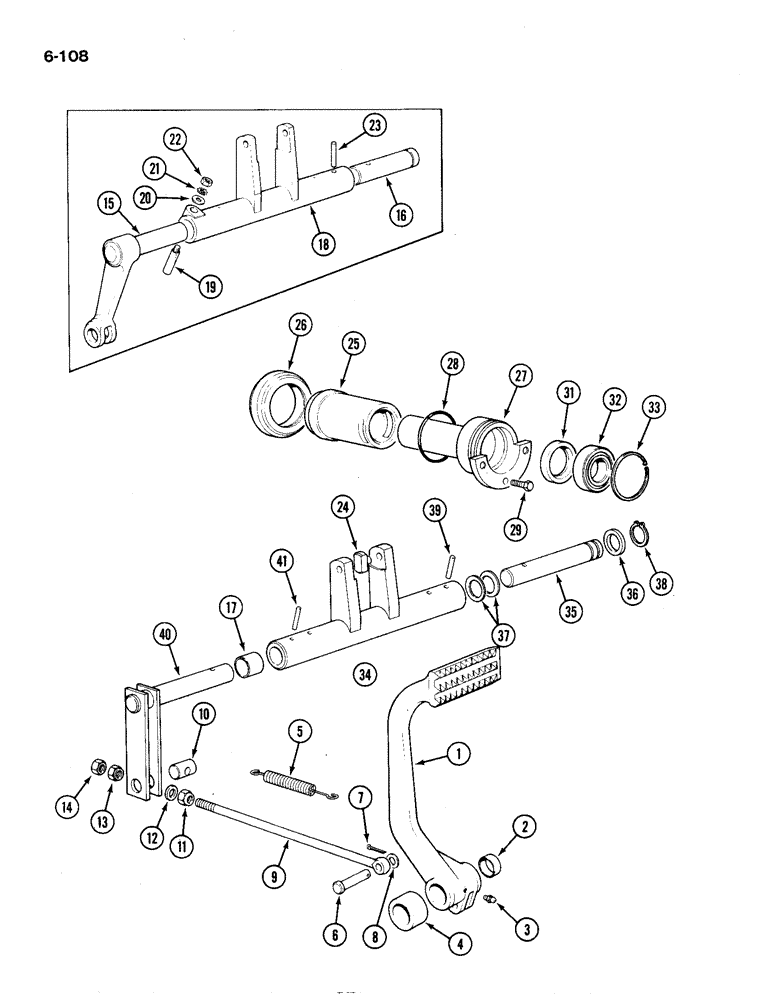 Схема запчастей Case IH 1194 - (6-108) - CONTINUOUS CLUTCH RELEASE MECHANISM, TRACTORS WITHOUT CAB (06) - POWER TRAIN