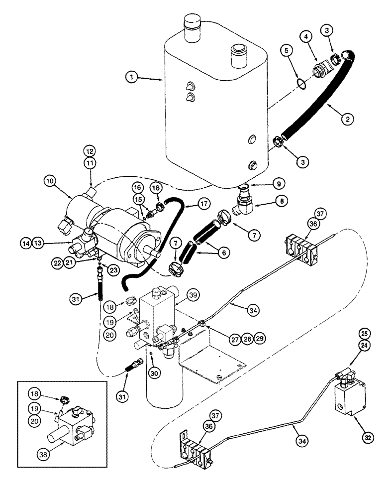 Схема запчастей Case IH 2388 - (08-07[01]) - HYDRAULICS - AUXILIARY PUMP SUPPLY, BSN JJC0270499 (07) - HYDRAULICS