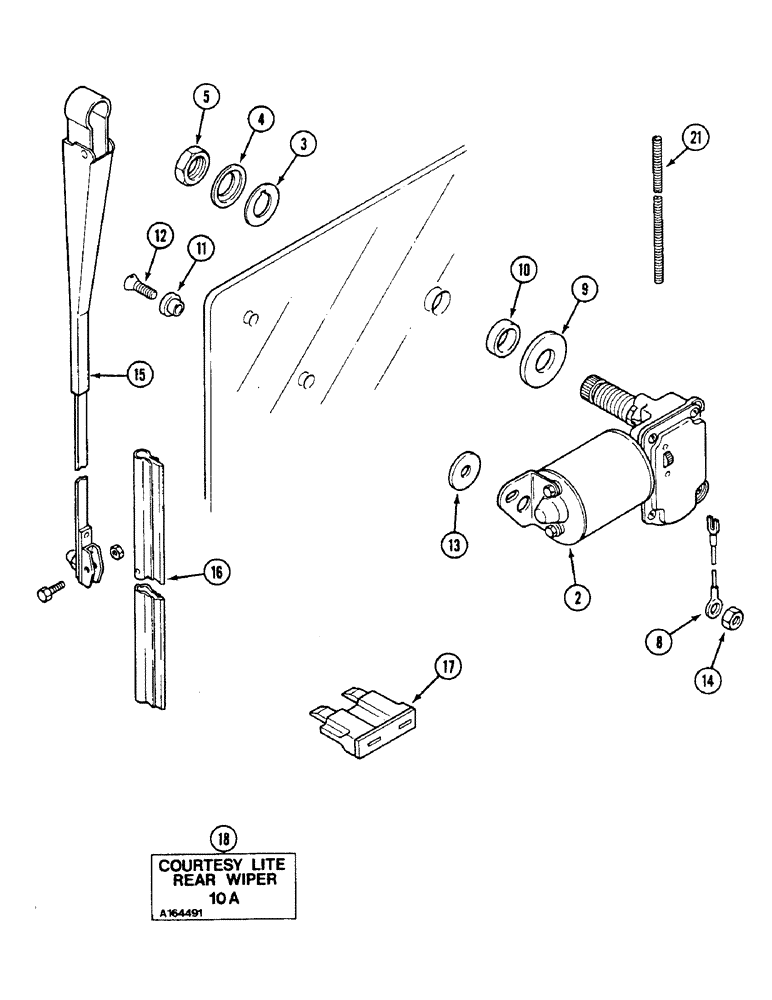 Схема запчастей Case IH 1494 - (4-102) - REAR WINDOW WIPER, NORTH AMERICA ONLY (04) - ELECTRICAL SYSTEMS