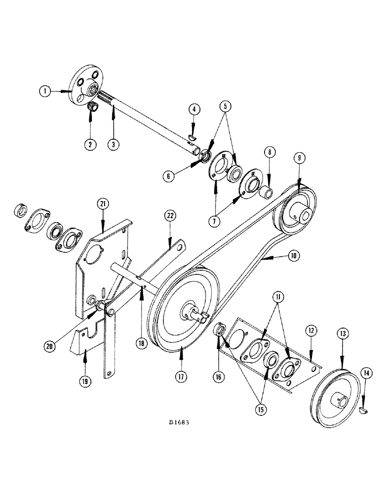 Схема запчастей Case IH 660 - (152) - GRAIN BIN AUGER DRIVE JACKSHAFT 