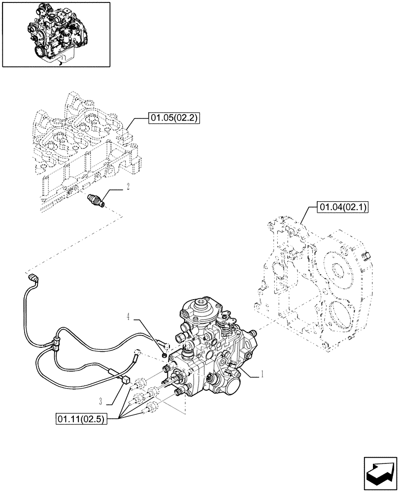 Схема запчастей Case IH WDX1002S - (01.11[02.1]) - INJECTION PUMP (01) - ENGINE