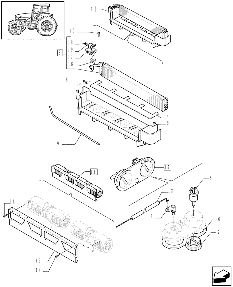 Схема запчастей Case IH JX1090U - (1.94.2/ A) - CAB - HEATING, PARTS (10) - OPERATORS PLATFORM/CAB