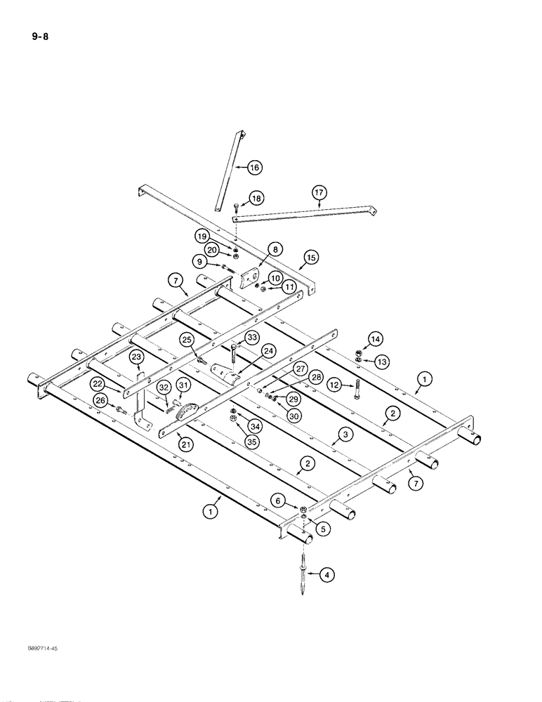 Схема запчастей Case IH 9 - (9-08) - PEG TOOTH HARROW SECTION, RIGID OPEN-END TYPE 