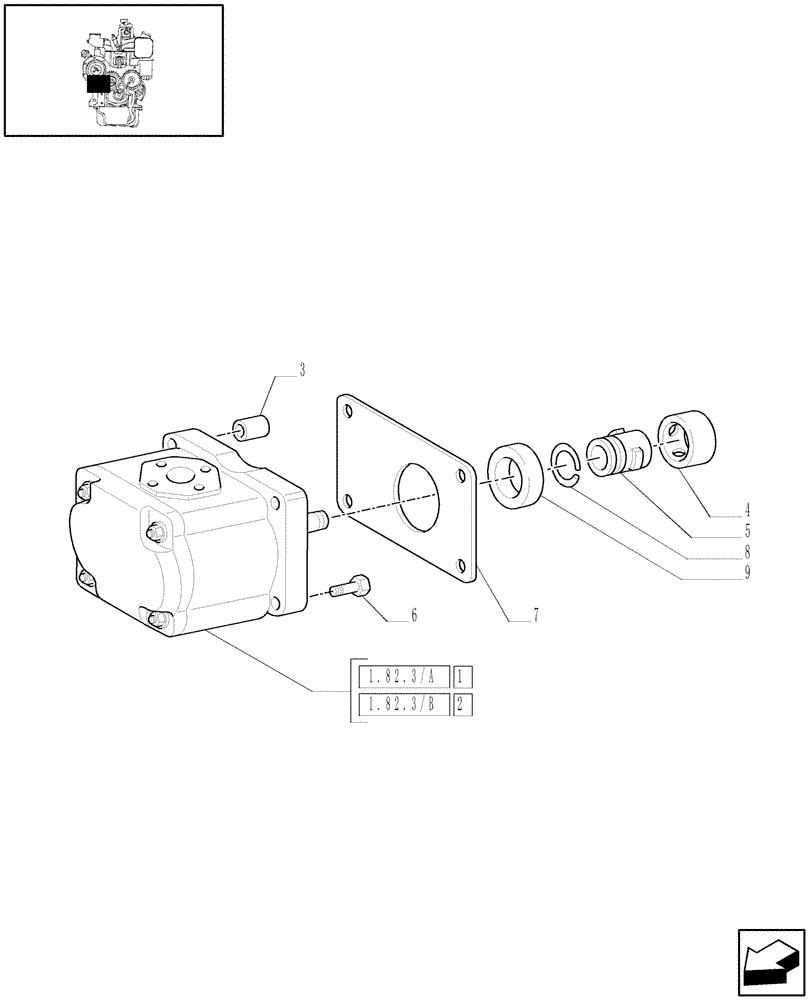 Схема запчастей Case IH JX1085C - (1.82.3) - (VAR.065/1) HYDRAULIC PUMP 16.9 GPM (64L) (07) - HYDRAULIC SYSTEM