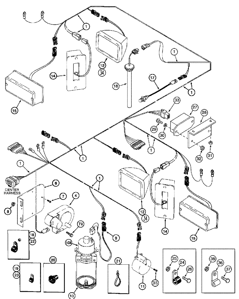 Схема запчастей Case IH 2388 - (04-15) - HARNESS, REAR (06) - ELECTRICAL