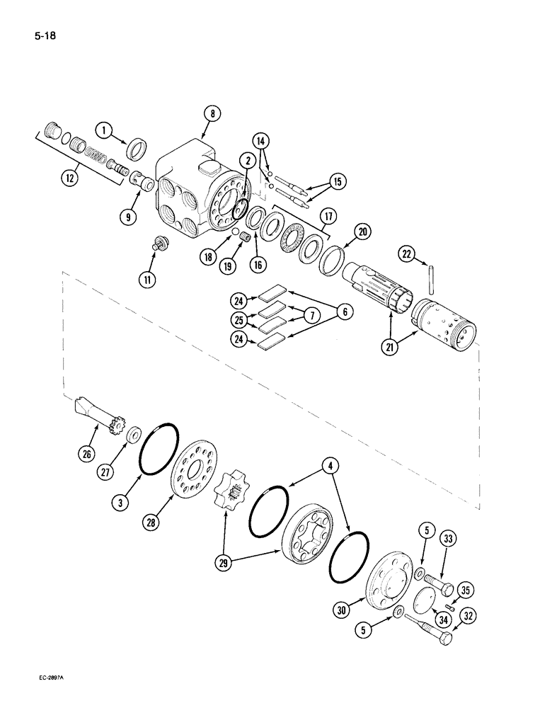 Схема запчастей Case IH 495 - (5-018) - POWER STEERING VALVE, DANFOSS OSPC 100 OR (05) - STEERING