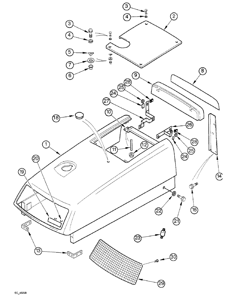 Схема запчастей Case IH 4240 - (9-010) - HOOD (09) - CHASSIS/ATTACHMENTS