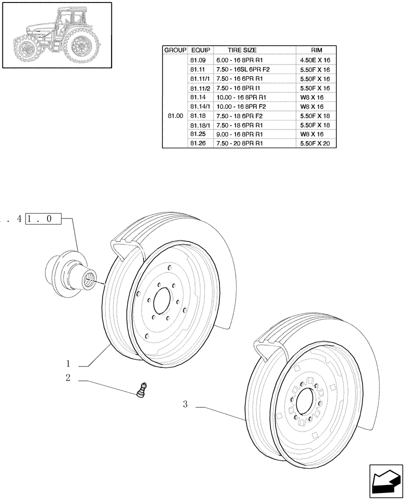 Схема запчастей Case IH JX1080U - (81.00[01]) - DRIVE WHEEL RIM (2WD) (11) - WHEELS/TRACKS