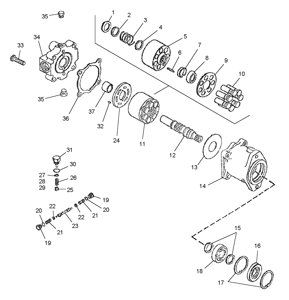 Схема запчастей Case IH WDX901 - (052A) - WHEEL DRIVE MOTOR, PRIOR TO PIN HAJ0013062 (25) - FRONT AXLE SYSTEM