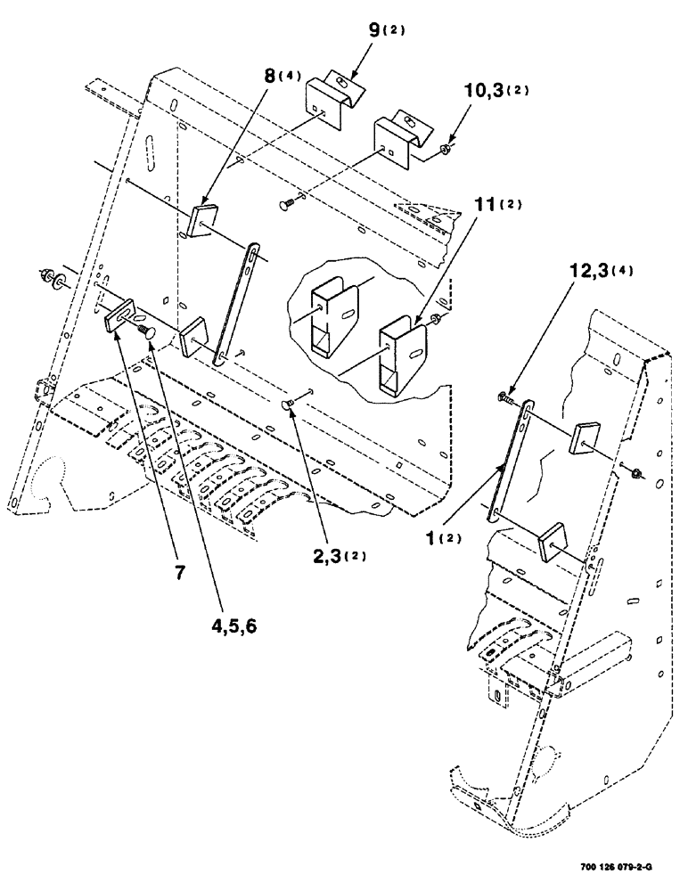 Схема запчастей Case IH 8750 - (4-14) - AUGER STOP AND STAND MOUNT ASSEMBLY (58) - ATTACHMENTS/HEADERS