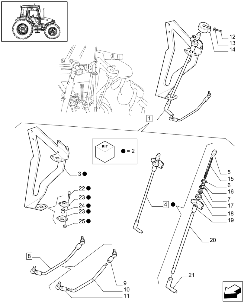 Схема запчастей Case IH JX90 - (1.92.81[01A]) - (VAR.834) LIFTER OUTER CONTROLS - LEVER AND RELATIVE PARTS - W/CAB - D5812 - C7013 (10) - OPERATORS PLATFORM/CAB