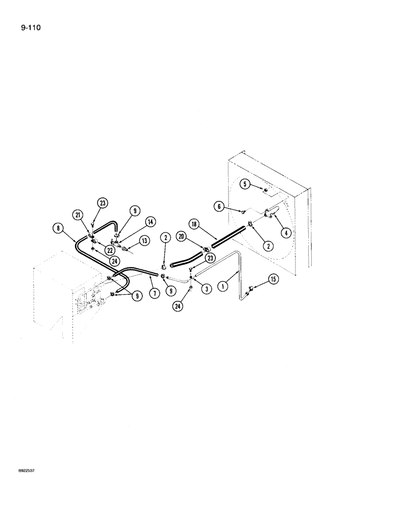 Схема запчастей Case IH 9210 - (9-110) - HEATER PLUMBING (09) - CHASSIS/ATTACHMENTS