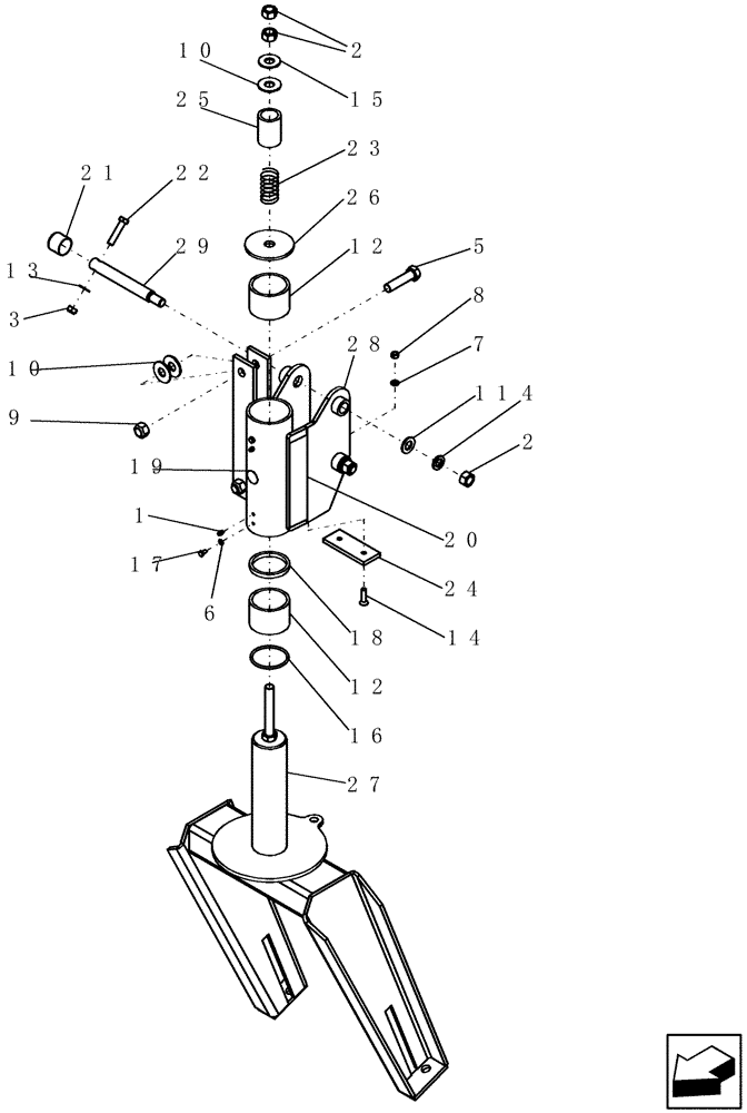 Схема запчастей Case IH 400 - (44.100.06) - CENTER SECTION SINGLE CASTER ASSEMBLY - TOP (44) - WHEELS