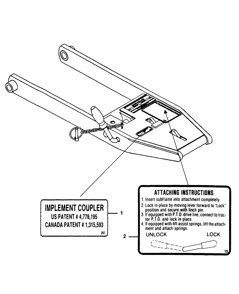 Схема запчастей Case IH 715423076 - (107.02) - QUICK HITCH DECALS - ENGLISH - 715423076 