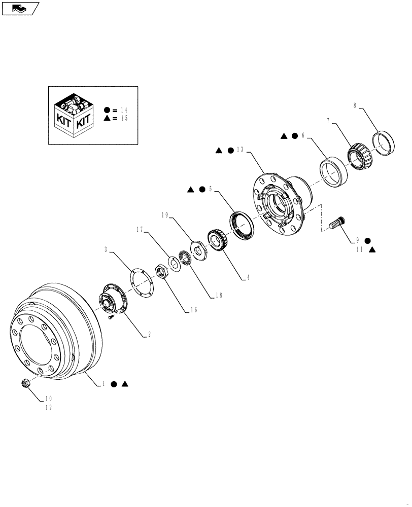 Схема запчастей Case IH TITAN 4030 - (44.101.03) - FRONT AXLE HUB ASSEMBLY (44) - WHEELS