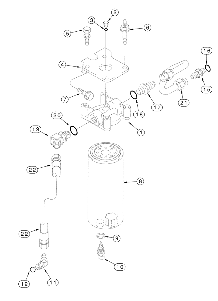 Схема запчастей Case IH FLX3300B - (02-025) - FUEL FILTER & CONNECTIONS (FLX3300B CASE ENGINE) (01) - ENGINE